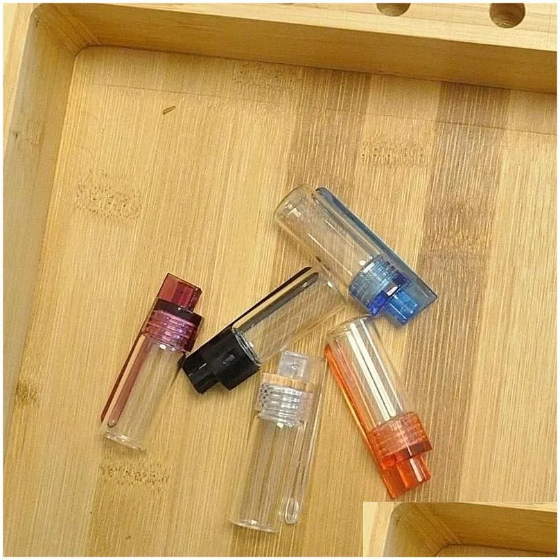 smoking accessory acrylic glass snuff bullet rocket snorter glass spoon pill box container wax jar easy to carry