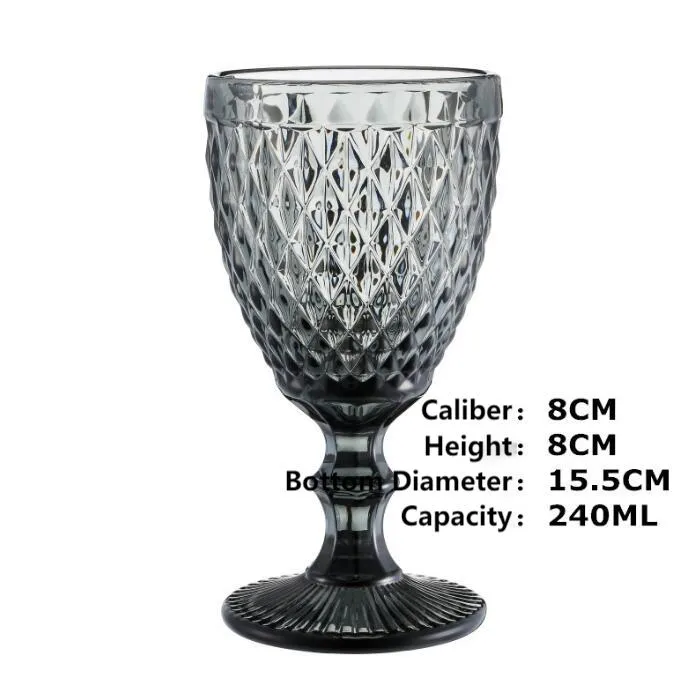 240ml 12design embossed wine glass cup drinking cups vintage household juice champagne thickened for party goblet