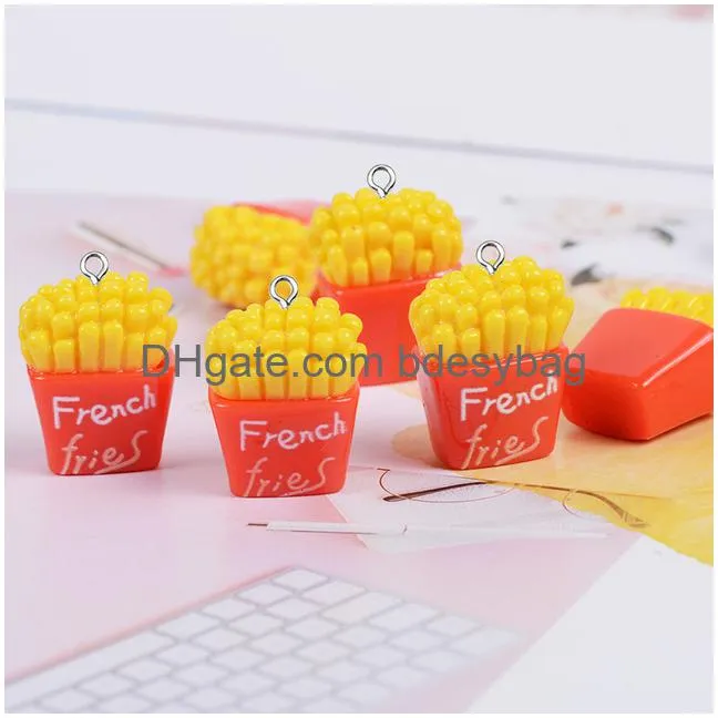 3d small french fries resin food charms for earring phone keychain pendant accessory diy crafts decor jewelry make