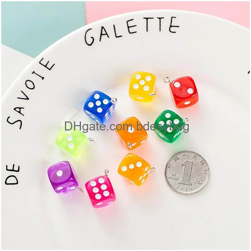 14mm transparent dice charms miniature figurine resin craft ear charms pendant for earrings jewelry making diy accessories