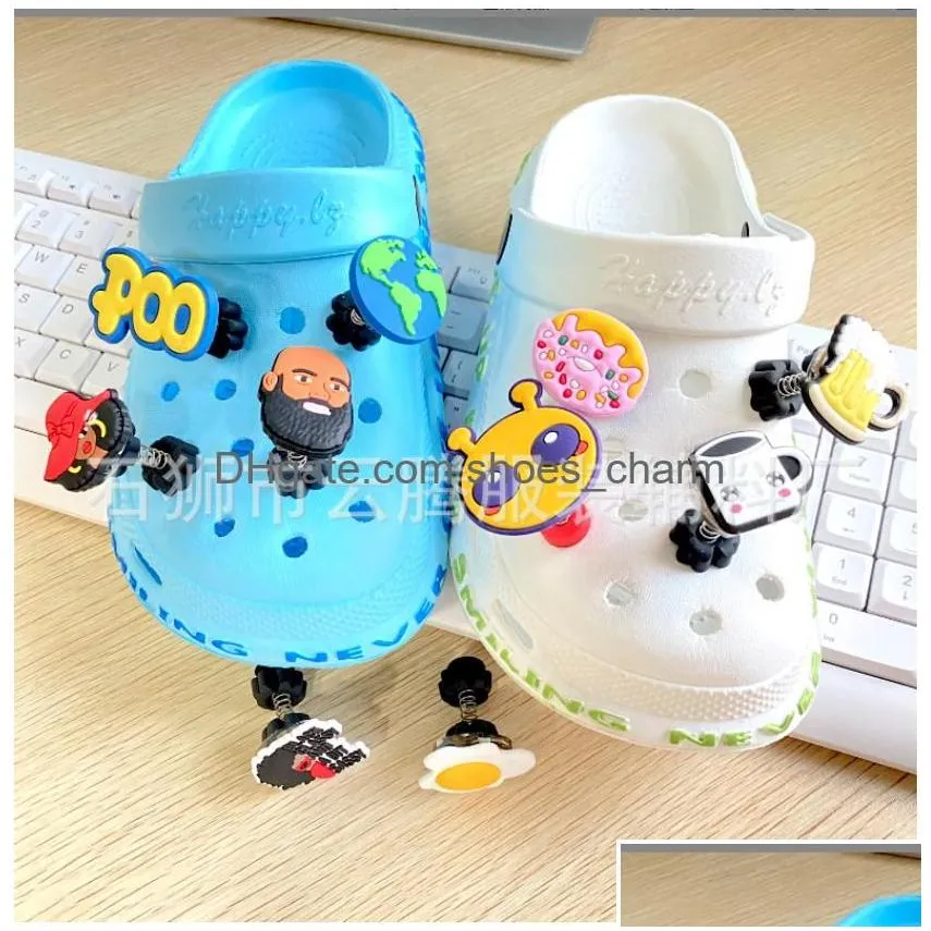 shoe parts accessories fast delivery shoes cartoon sandal charms 3d stereo luminous pvc shoecharms buckle decoration clog bracelet wri