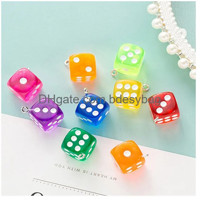 14mm transparent dice charms miniature figurine resin craft ear charms pendant for earrings jewelry making diy accessories