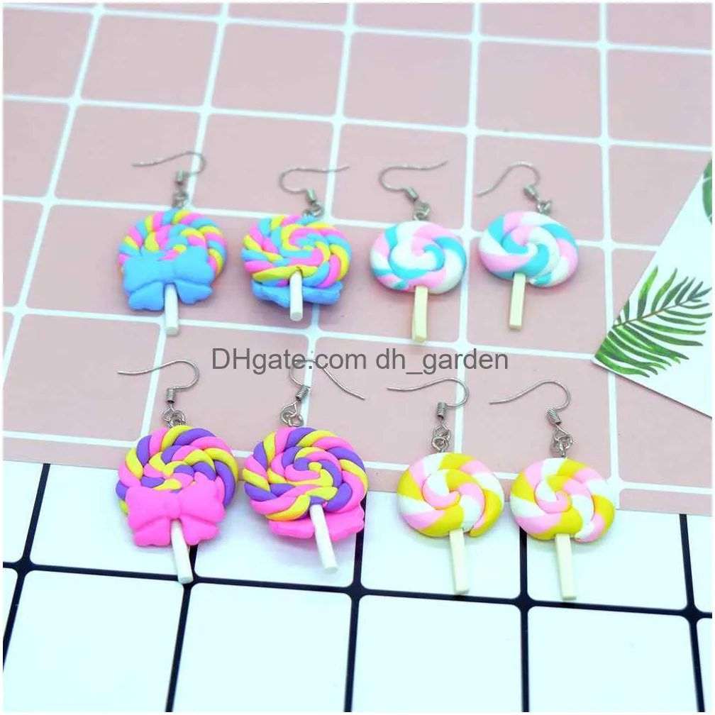 rainbow lollipop earrings earring candy costume trendy style woman girl jewelry dropshipping