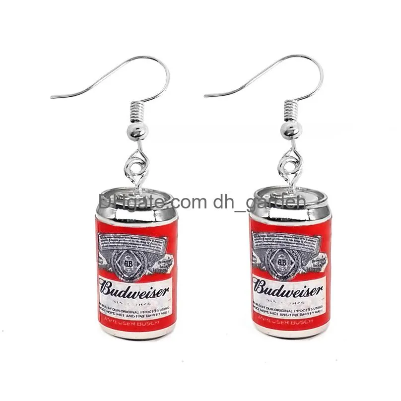 women dangle earring handmade eardrop cute funny liquor spirits earrings resin drop bottle cans fashion