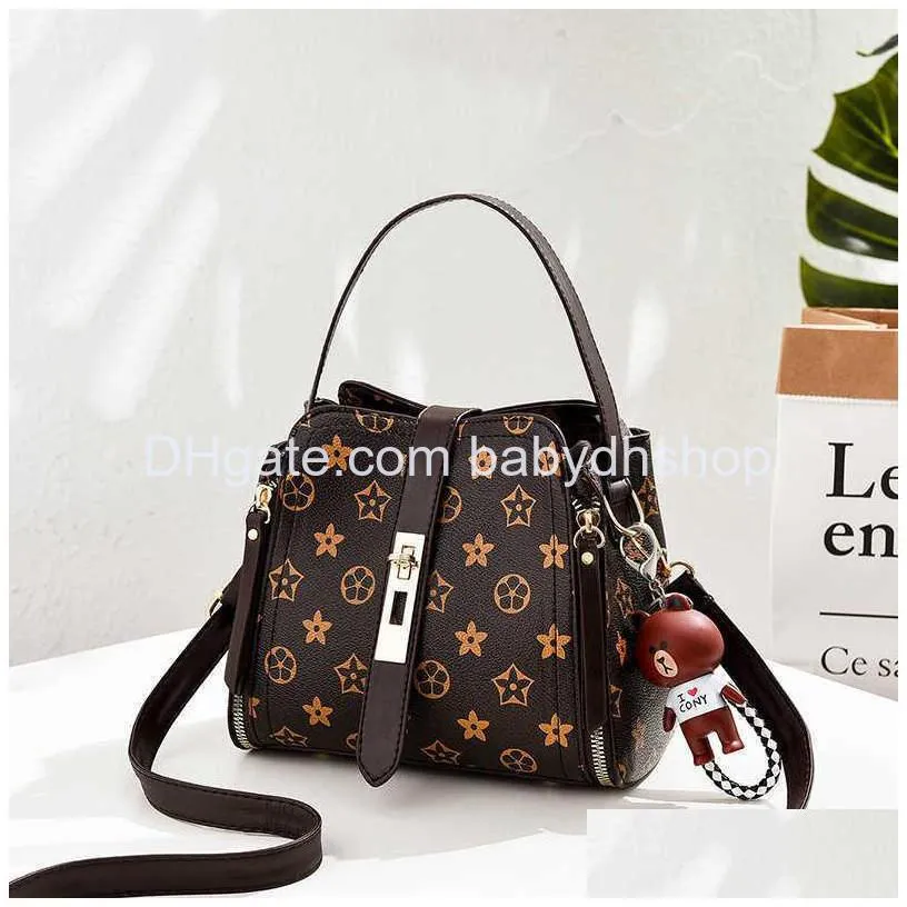 small bucket bag for children 2021 zipper buckle trendy bags multifunctional crossbody one shoulder bags fashion print handbag tote