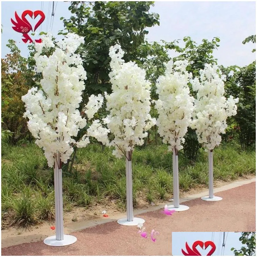 colorful artificial cherry blossom tree roman column road leads wedding mall opened props iron art flower doors