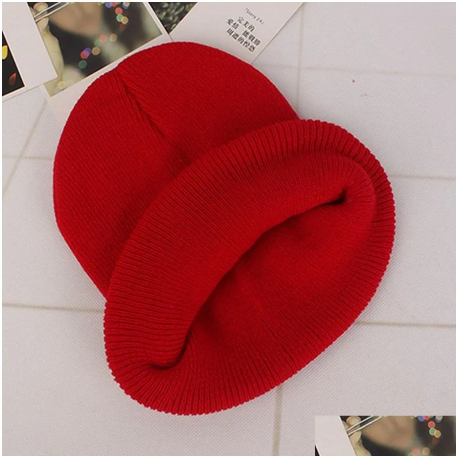 wholesale candy color beanie hat winter knitted woolen warm outdoor sports elastic decor hats slouchy beanie woolen caps vt0509