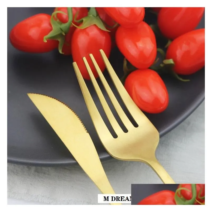 30pcs matte cutlery set 304 stainless steel dinnerware set knife dessert fork coffee spoon dinner silverware home kitchen tableware