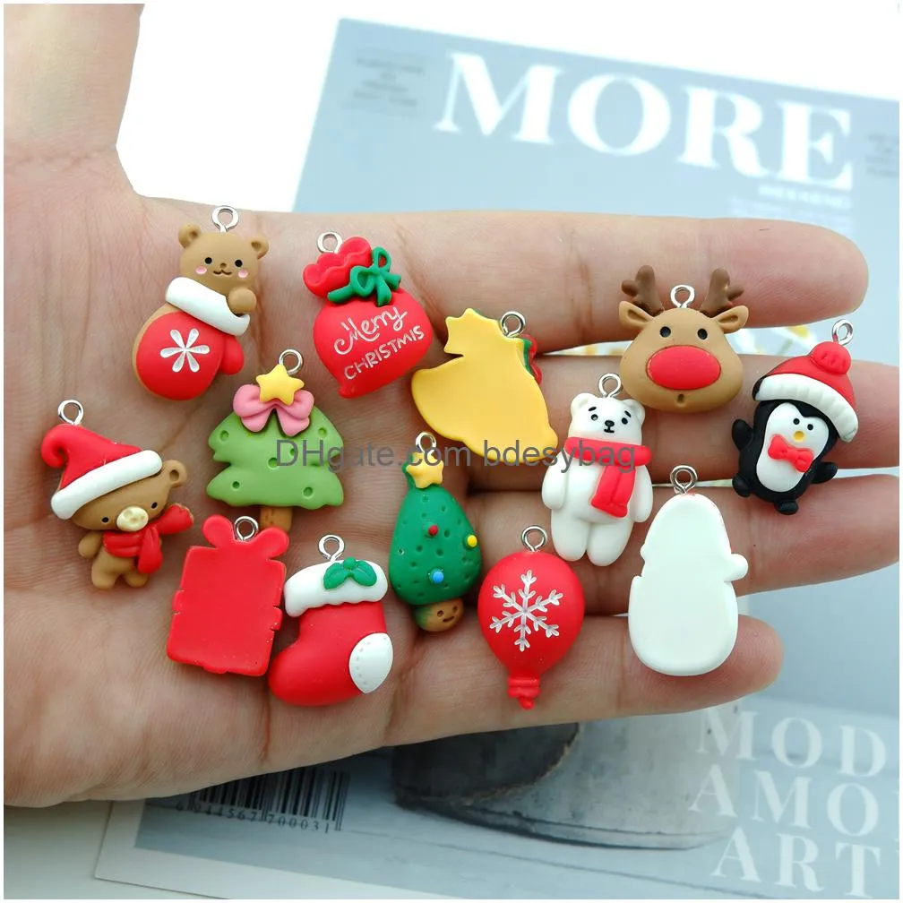 christmas sets charms bracelets earrings jewelry making pendants balloon bag tree resin flat back cabochon