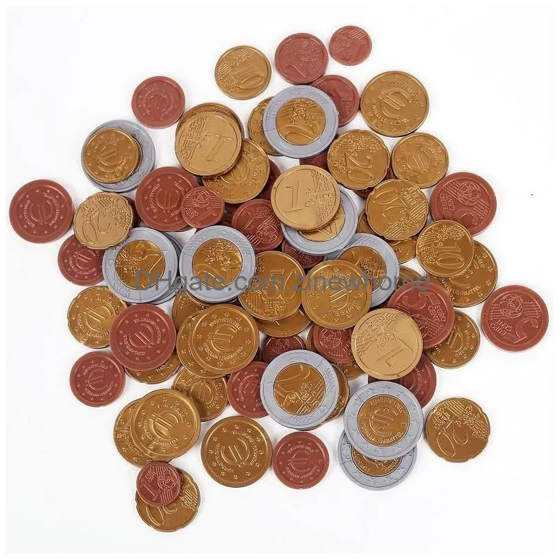 play money euro coins set of 80 plastic learning resources