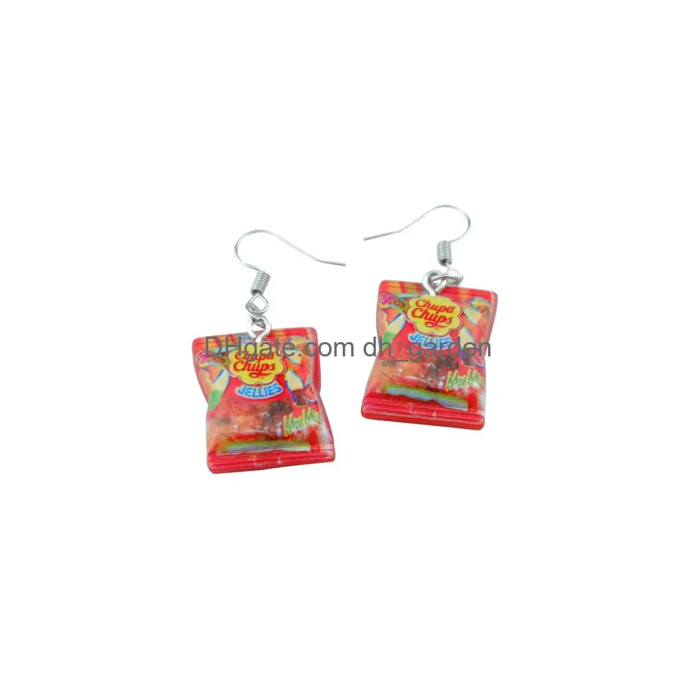 cute snacks earring for women resin candy drop earrings children handmade jewelry diy gifts