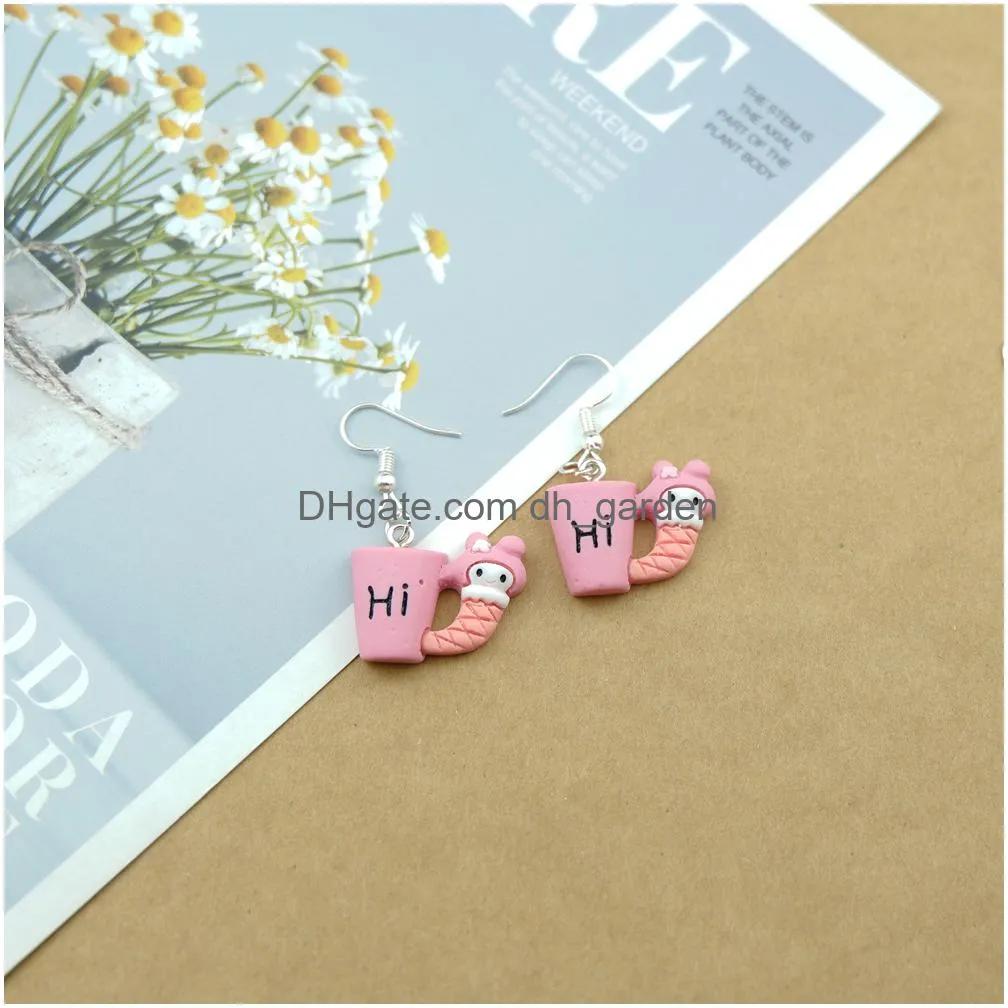 kawaii cartoon bear cake earrings costume trendy style woman girl jewelry drop shipping dangle earrings