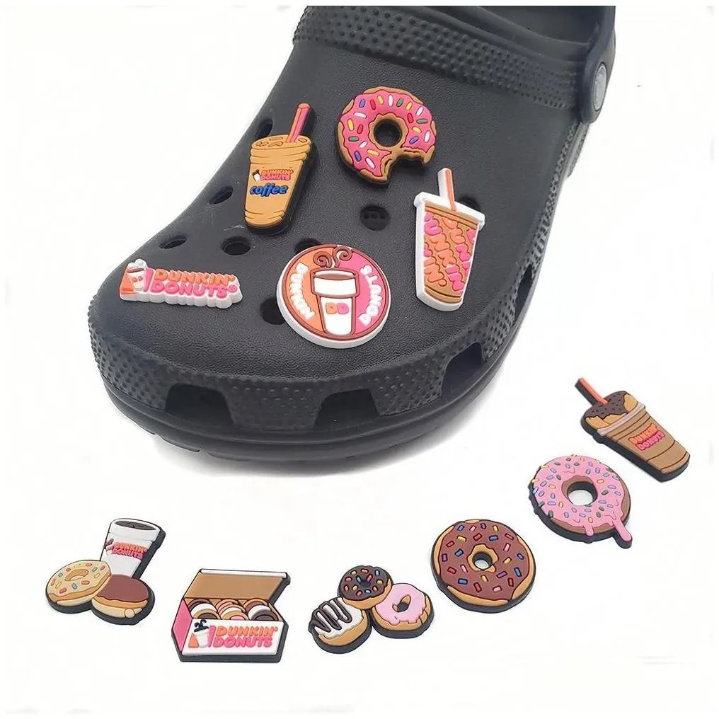 shoe parts accessories hamburger milk tea sandal charms pvc decoration buckle charm clog pins buttons drop delivery shoes dhgx3