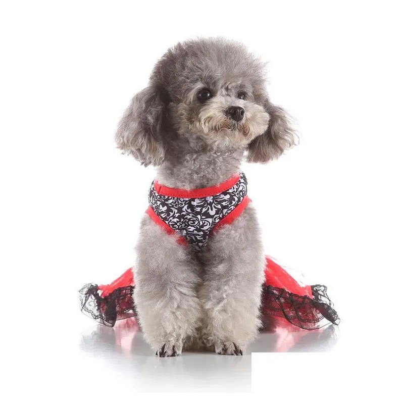 fashion sublimation printed dogs dress with bow dog apparel dog clothes cute sweet puppy princess dresses soft comfortable pets skirt pet supplies wholesale