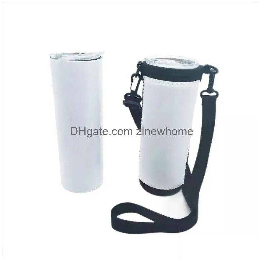 sublimation white blank 20oz skinny tumbler tote diving cloth neoprene bottle sleeves with adjustable strap drinkware handle water cups carrier sleeve