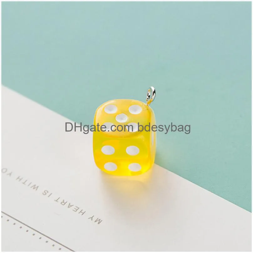 14mm transparent dice charms miniature figurine resin craft ear charms pendant for earrings jewelry making diy accessories