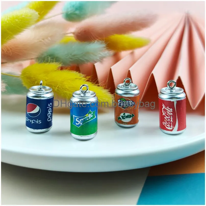 24x12mm cute drink cans resin charms 3d beverage bottle pendants for jewelry making keychain floating diy craft