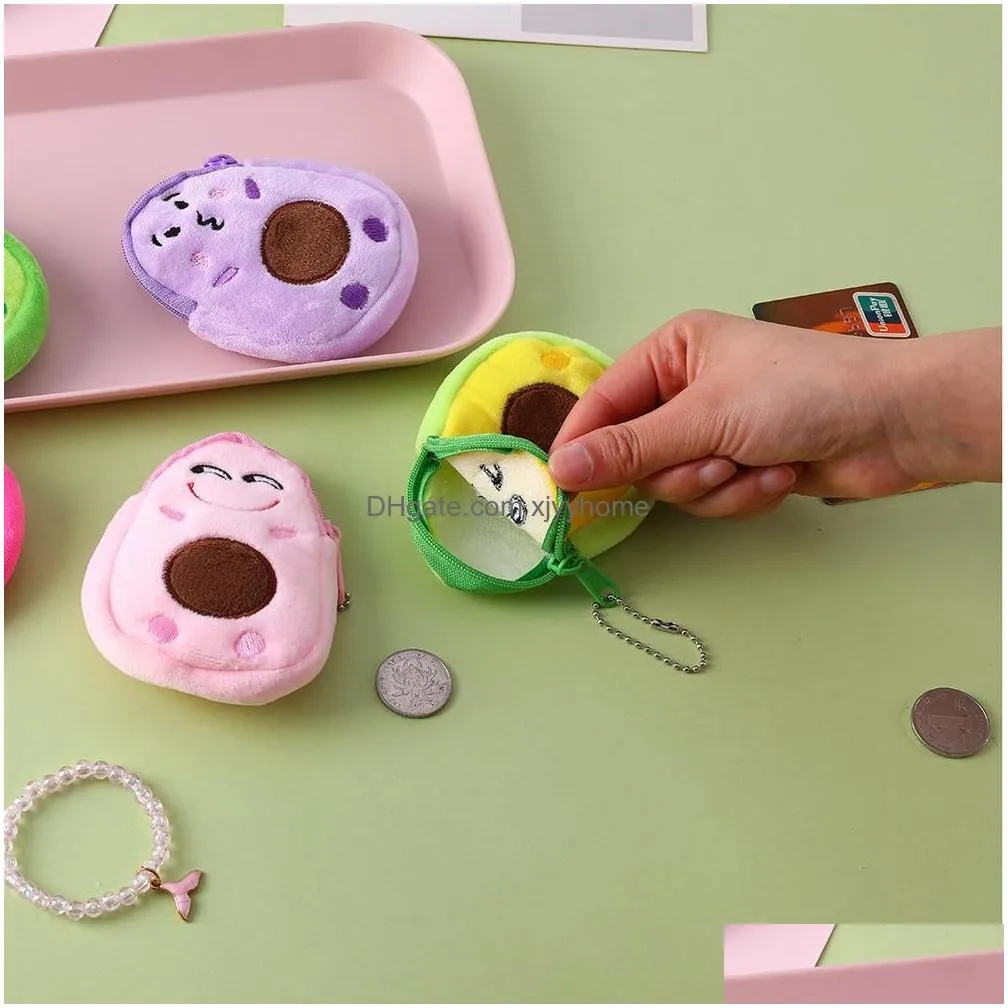 soft plush avocado coin bag kids girls coin wallet usb cable headset key mini bags party favors rre12779