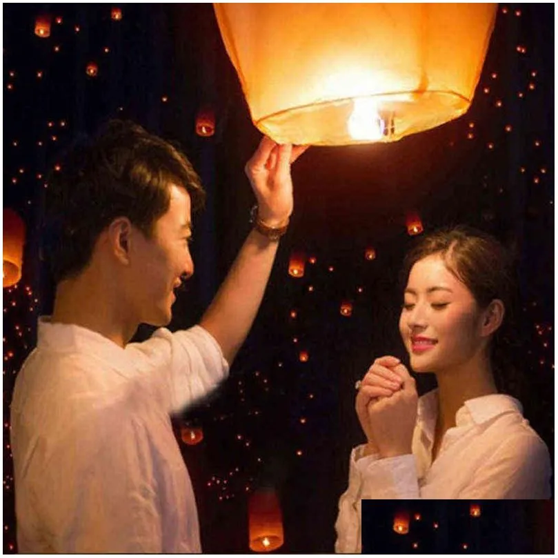 10pcs chinese white paper ing lanterns fly candle lamps christmas party wedding decoration h1222