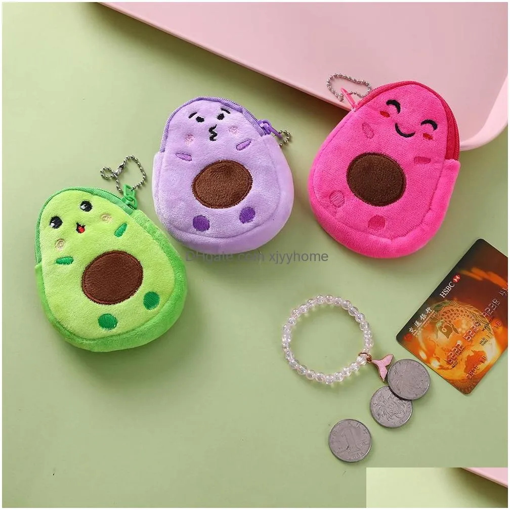 soft plush avocado coin bag kids girls coin wallet usb cable headset key mini bags party favors rre12779