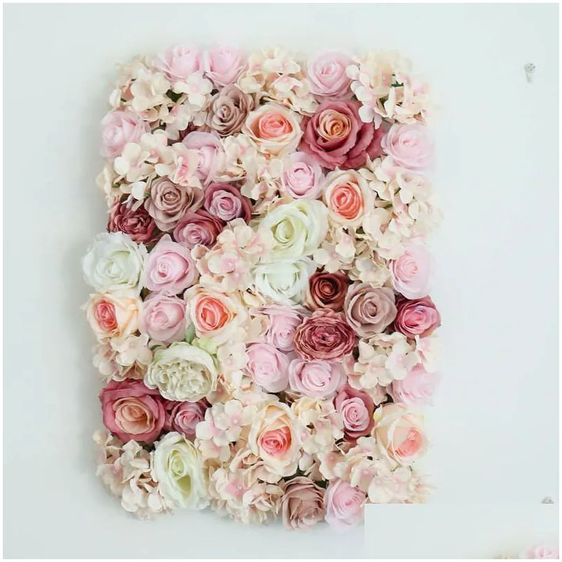 3d 40x60cm artificial silk rose hydrangea flower wall ins simulation background decor wedding home christmas decoration