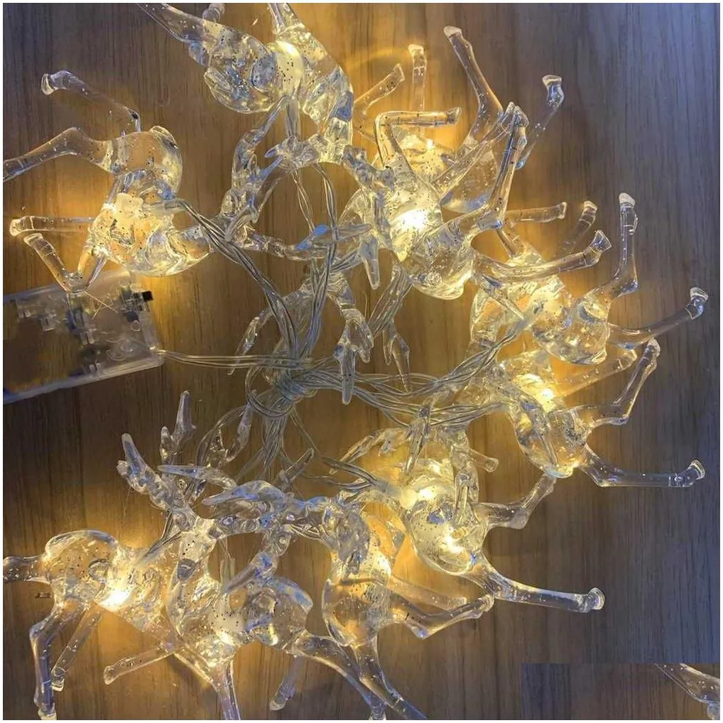 20pcs christmas deer lights outdoor decoration  led curtain icicle string lights new year wedding party garland light led ins y0720