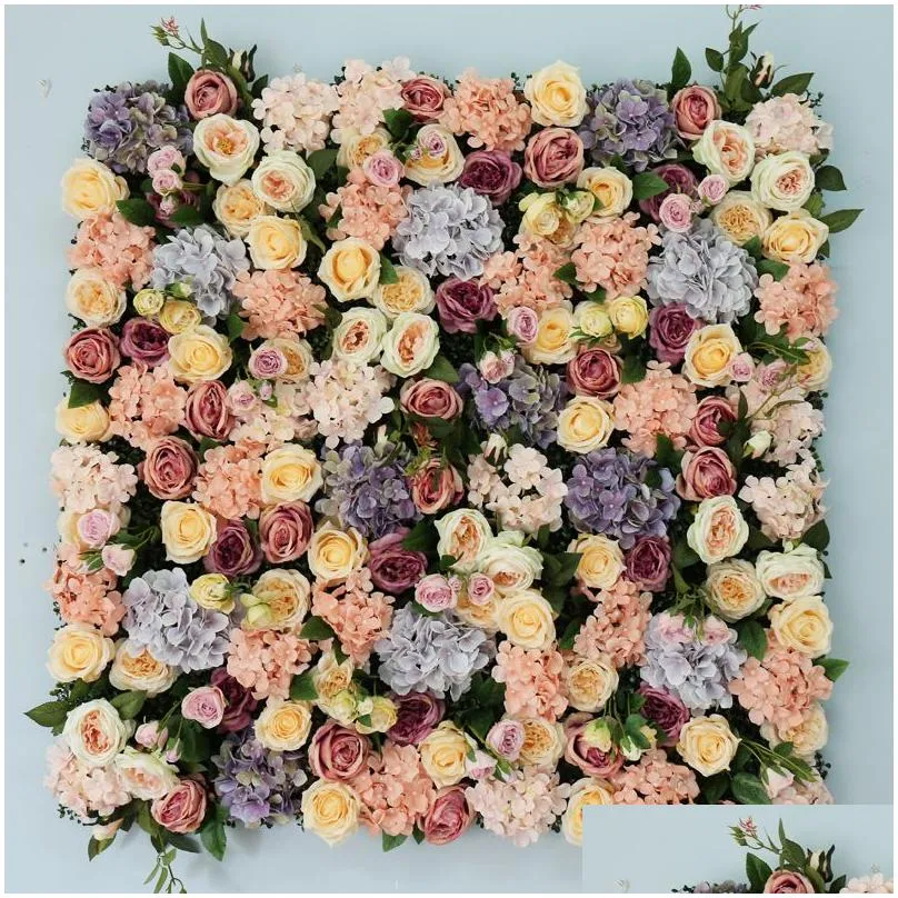 3d 40x60cm artificial silk rose hydrangea flower wall ins simulation background decor wedding home christmas decoration