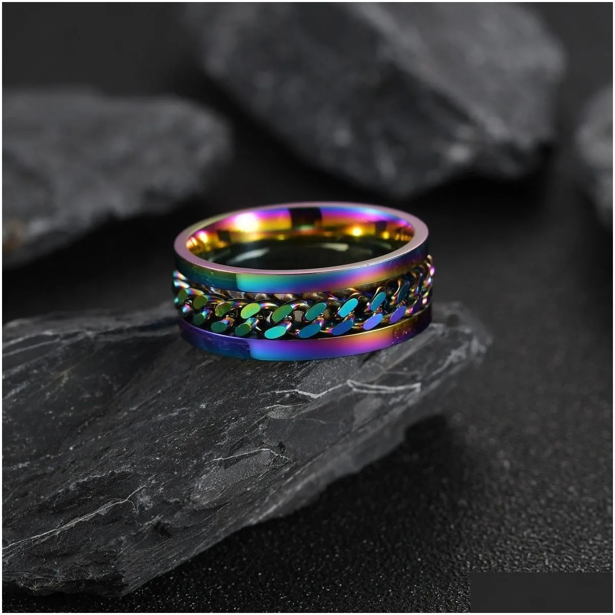 fidget rings for anxiety anxiety rings for women men titanium stainless steel spinner chain