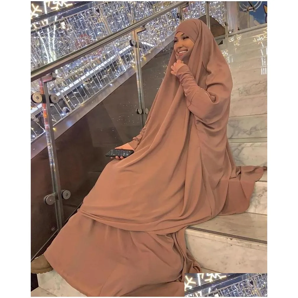 ethnic clothing hooded muslim women hijab dress prayer garment jilbab abaya long khimar ramadan gown abayas skirt sets islamic clothes