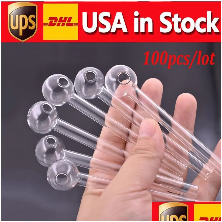 stock in usa handcraft pyrex glass oil burner pipe mini smoking hand pipes 4inch glass pipes for dab rig bong 100pcs/lot