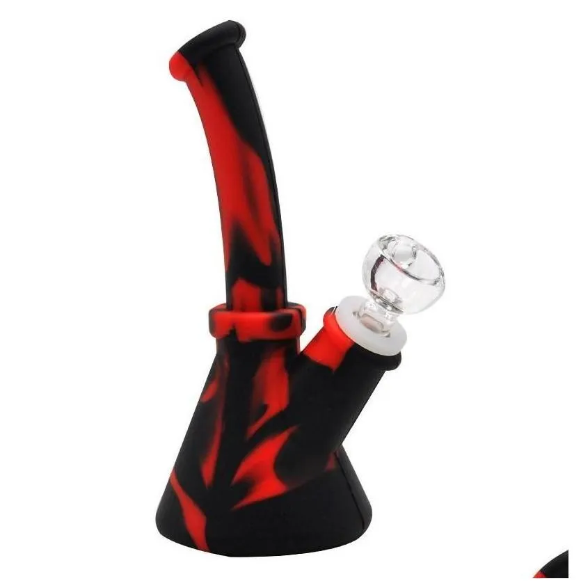 new style 6.5 beaker base water pipes mini silicone beaker hookah unbreakable silicone bong with silicone downstem 14mm glass bowl