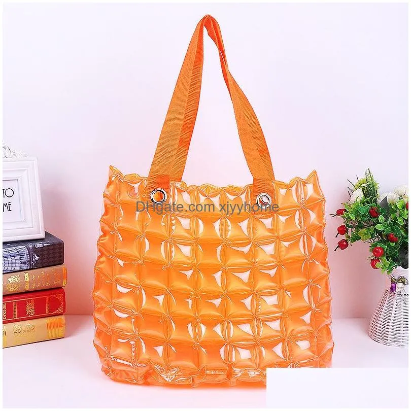 fashion inflatable handbags women waterproof bag zipper solid pvc inflatable bags beach shopping lady bubble bag gga2634