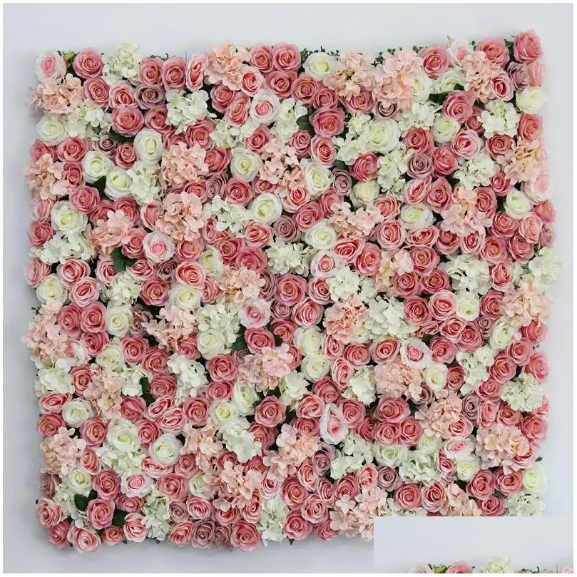 3d 40x60cm artificial silk rose hydrangea flower wall ins simulation background decor wedding home christmas decoration