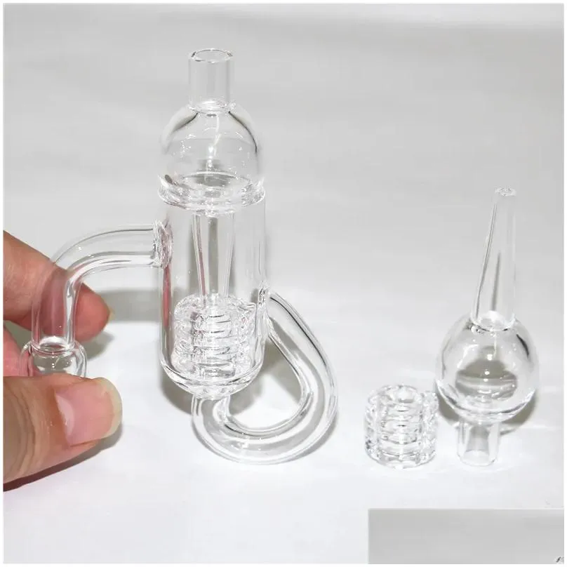 smoking diamond knot loop quartz bangers with bubbler carb cap insert bowl 10mm 14mm 18mm recycler knots quartz banger nails for glass