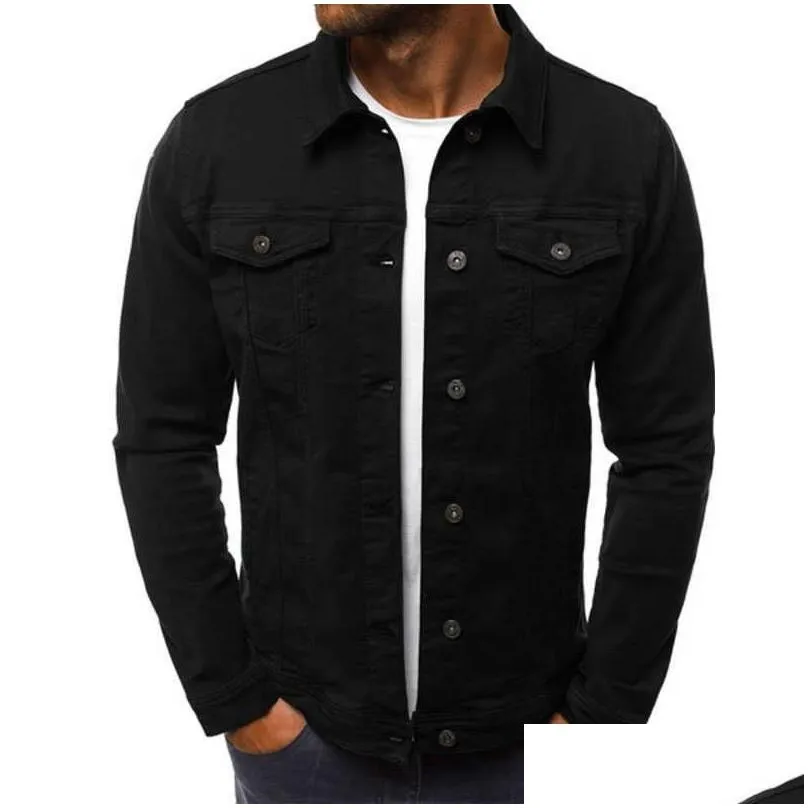 mens solid color fashion cargo jacket veste jean fille slim multipocket button lapel jacket six kinds of color x0710