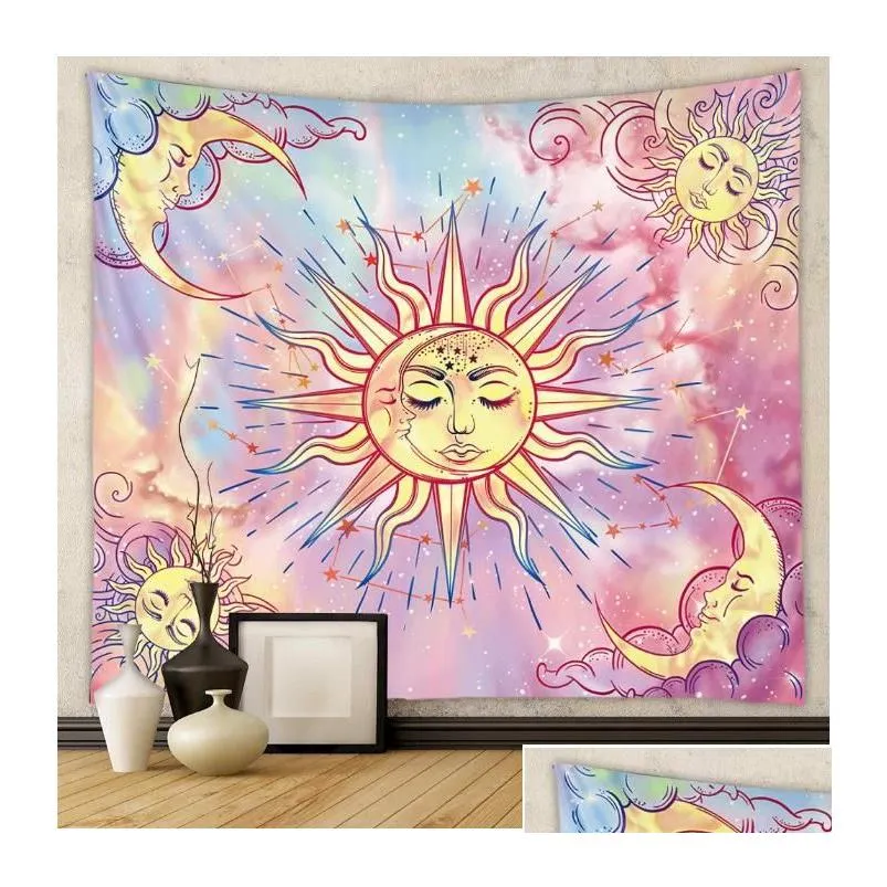 mandala tapestry white black sun and moon wall hanging tarot hippie wall tapestrys home dorm pack inventory wholesale