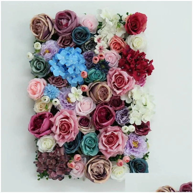 3d 40x60cm artificial silk rose hydrangea flower wall ins simulation background decor wedding home christmas decoration