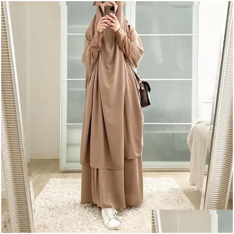 ethnic clothing eid hooded muslim women hijab dress prayer garment jilbab abaya long khimar ramadan gown abayas skirt sets islamic clothes