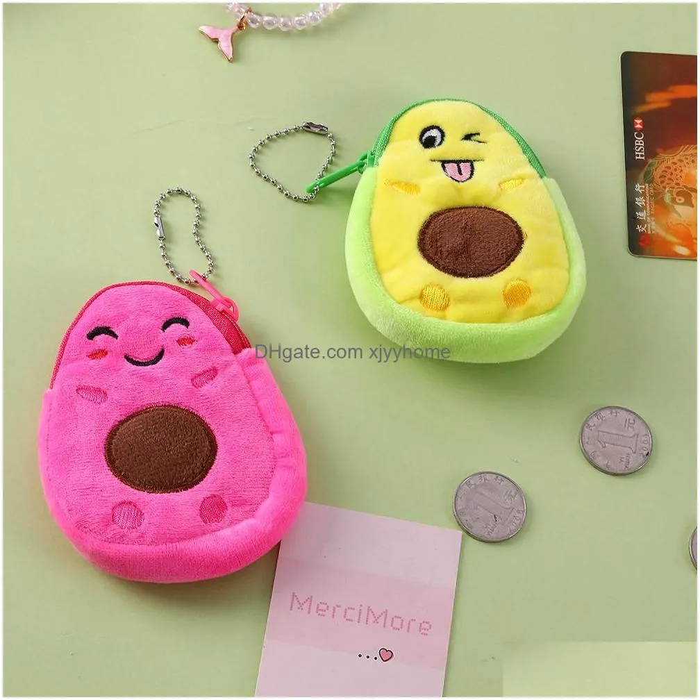 soft plush avocado coin bag kids girls coin wallet usb cable headset key mini bags party favors rre12779