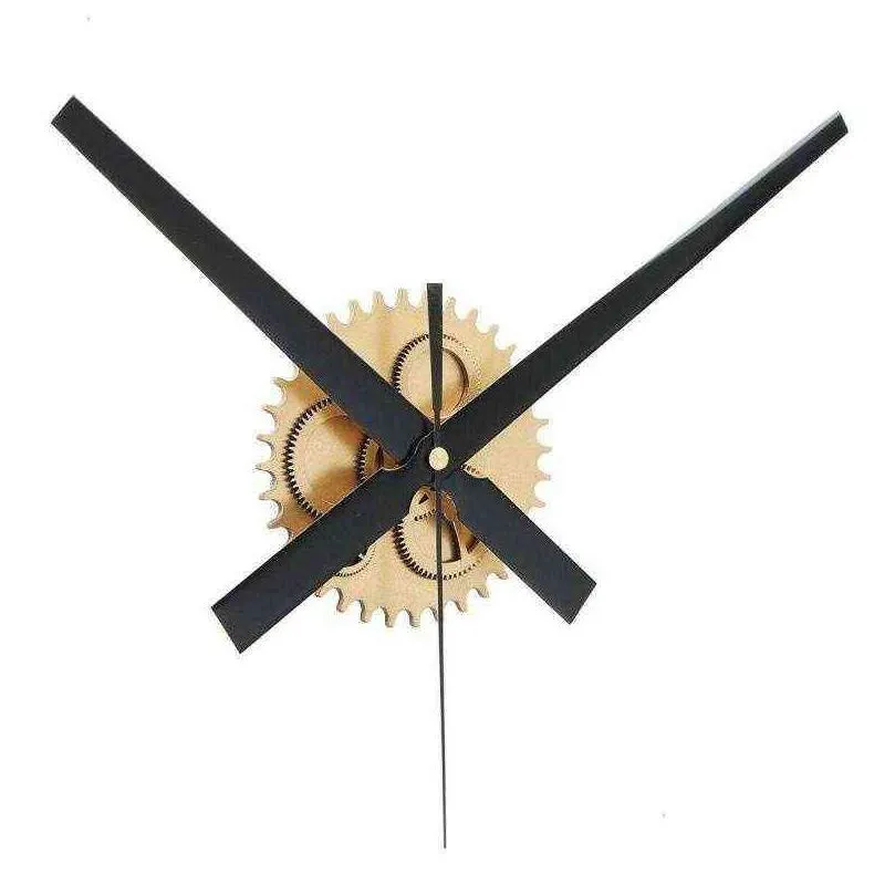 dreamburgh 3d wall clock creative wooden gear diy clock quartz movement mechanism repair set 3 colors home decor kit parts tool h1230