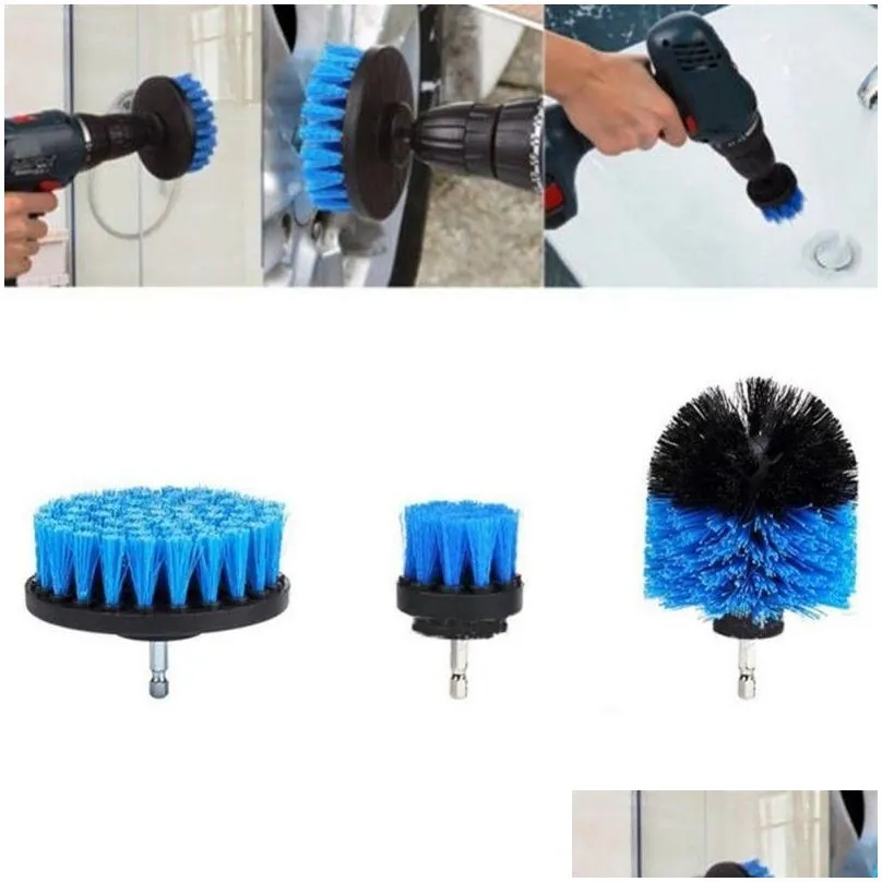 power scrub brush drill cleaning brush 3 pcs/lot for bathroom shower tile grout cordless power scrubber drill attachment brush by sea