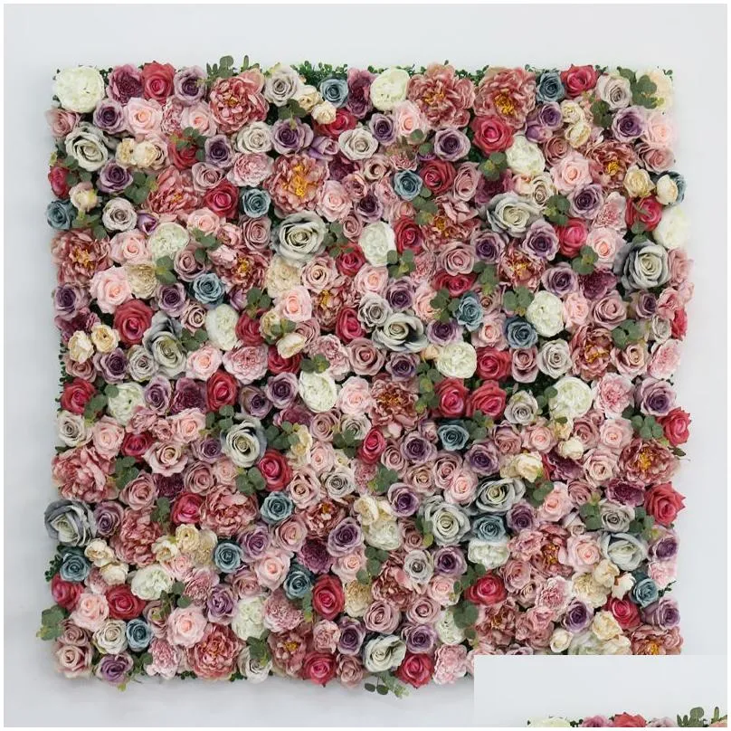 3d 40x60cm artificial silk rose hydrangea flower wall ins simulation background decor wedding home christmas decoration