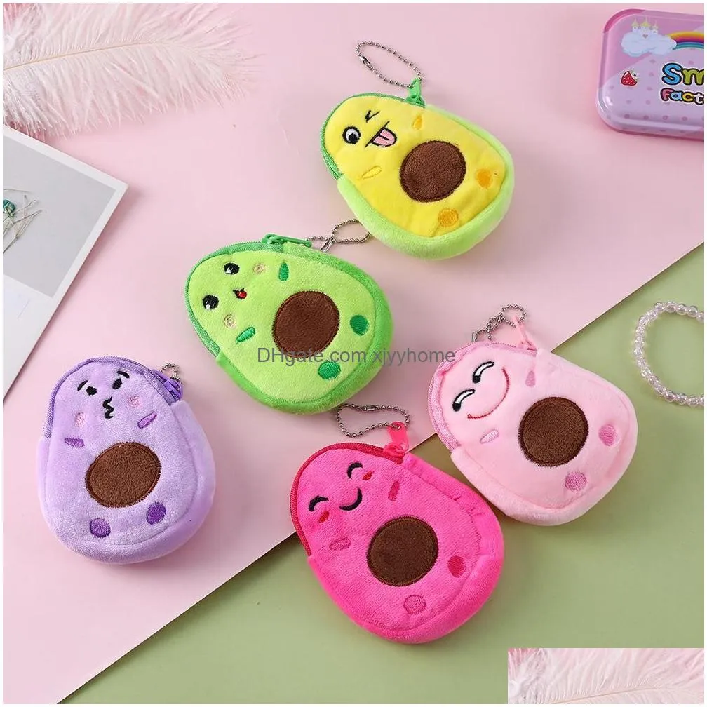 soft plush avocado coin bag kids girls coin wallet usb cable headset key mini bags party favors rre12779