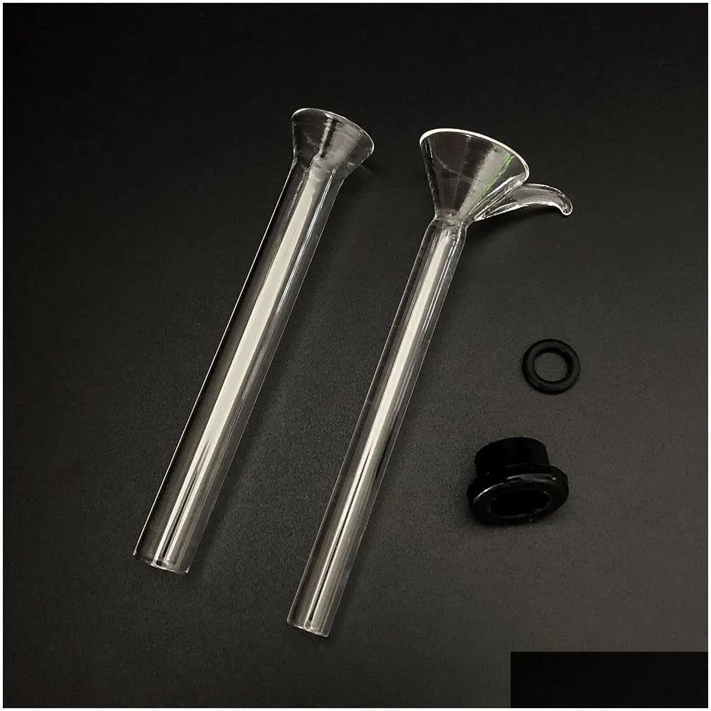 glass male slides and female stem slide funnel style with black rubber simple downstem for water glass bong glass pipes shipping