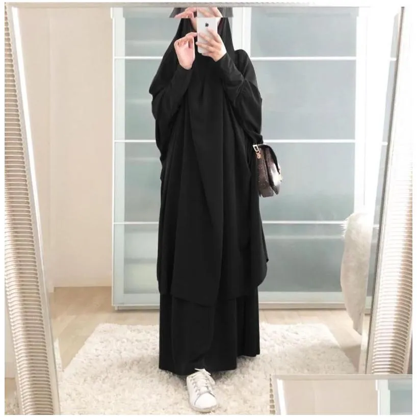 ethnic clothing hooded muslim women hijab dress prayer garment jilbab abaya long khimar ramadan gown abayas skirt sets islamic clothes
