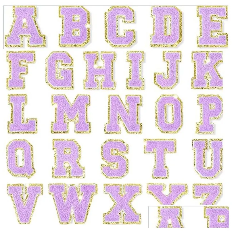 notions 104pcs iron on letters for clothing letteres varsity alphabet chenille adhesive decorative repair embroidered appliques with glitters