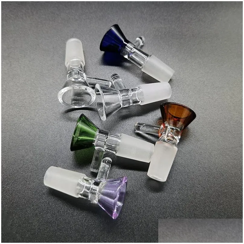 qbsomk thick glass bowl for hookah 14mm 18mm male joint colour funnel bowls smoking piece tool for tobacco bong oil dab rig burning water
