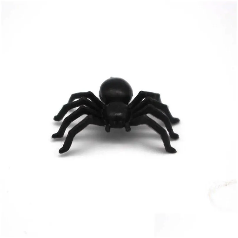 50 pcs/set nontoxic plastic black spider trick toy small realistic fake spiders for halloween haunted house prop decorations y0827