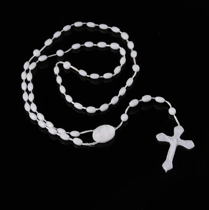 pendant necklaces pendants jewelry catholic rosary necklace plastic religious jesus cross crucifix night lumious