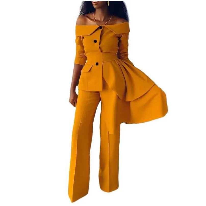 ethnic clothing two piece set women african tracksuit summer sportwear sexy elegant off the shouder top and pants suits outfits sets